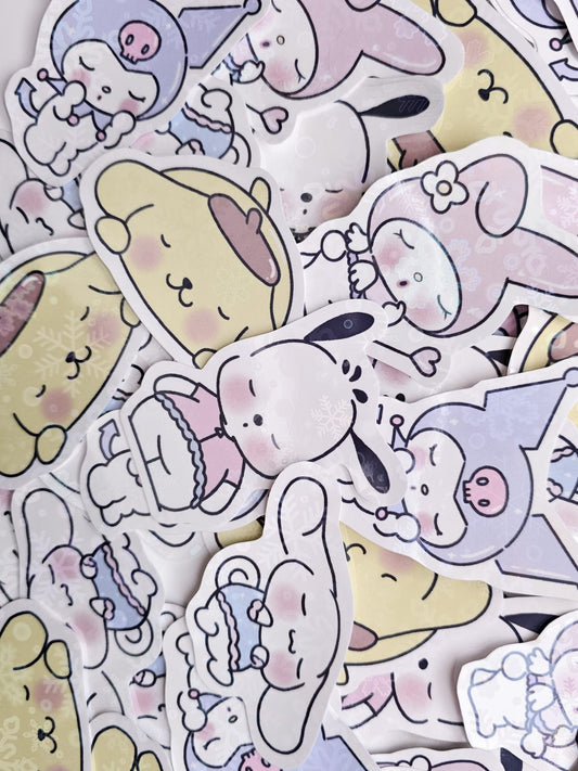 Winter Sanrio Fanart  Waterproof Stickers 2023