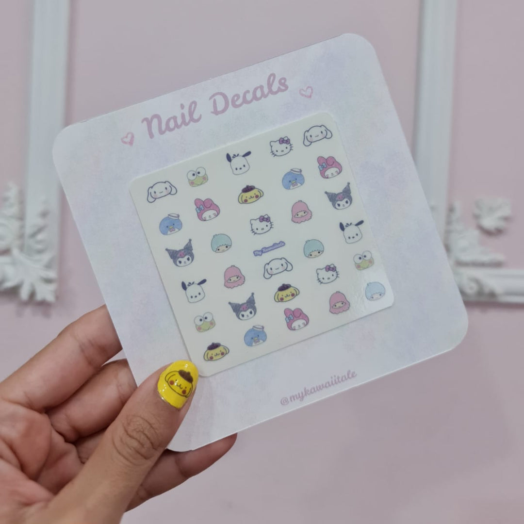 Hello Kawaii Friends (Tamaño para uñas pequeñas) Nail Decals